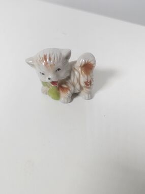 Ceramic Small Dog Figurine - White and Brown
